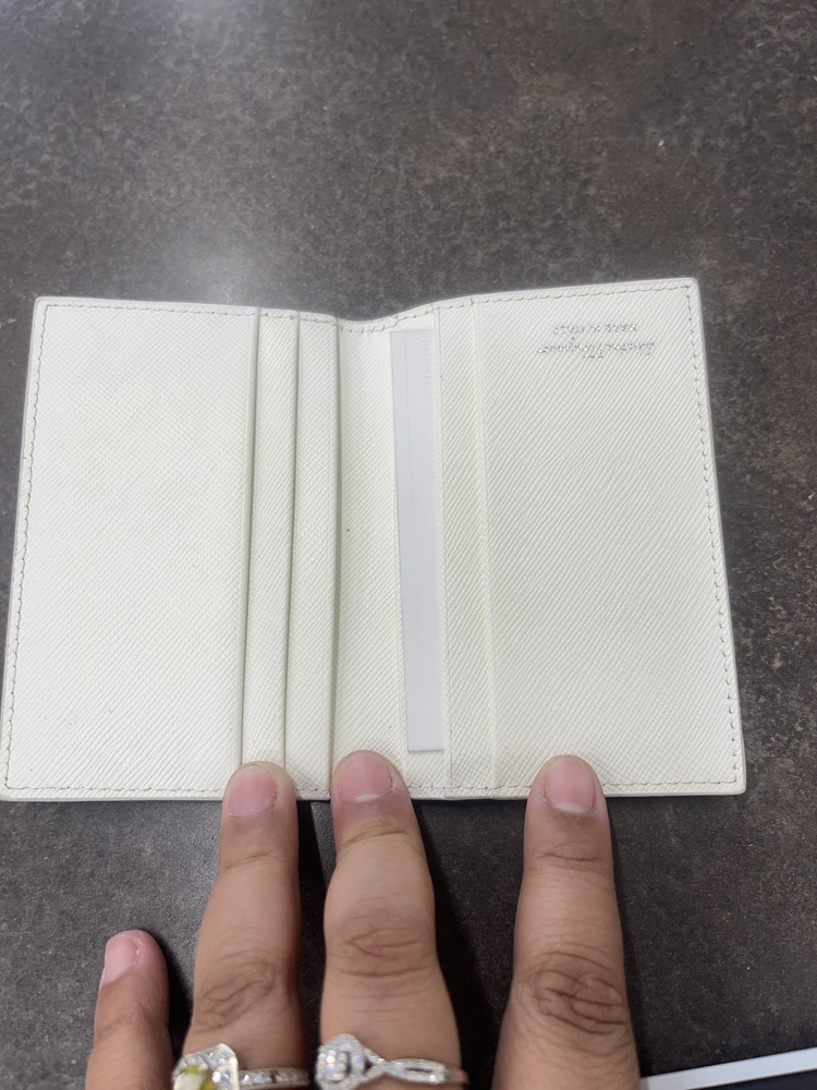 SALVATORE FERRAGAMO BI-FOLD WALLET WHITE LEATHER CARD HOLDER FOR MEN 