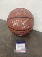 AUTOGRAPHED SPALDING BASKETBALL AUTHENTICATED PSA EARVIN MAGIC JOHNSON +2 MORE