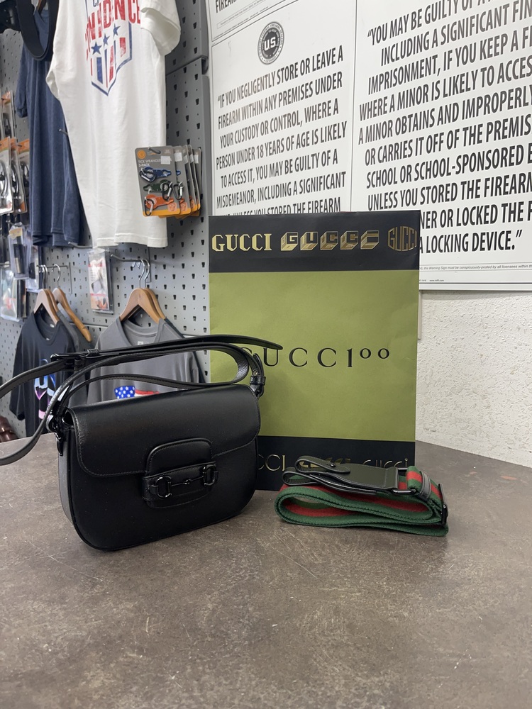 GUCCI HORSEBIT 1955 SMALL SHOULDER BAG W/BLACK BRASS HARDWARE WITH