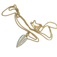Tiffany and Co Angela Cummings Platinum 18k Gold Diamonds Feather Leaf Necklace