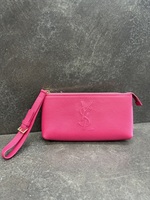 Yves Saint Laurent YSL Fuchsia Leather Wristlet Small Bag Hot Pink