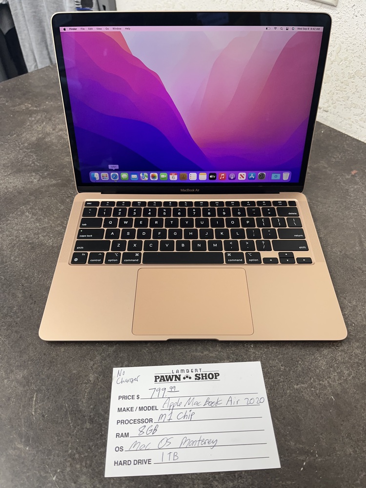 APPLE MACBOOK AIR 13 INCH 8GB RAM M1 CHIP 1TB STORAGE NO CHARGER