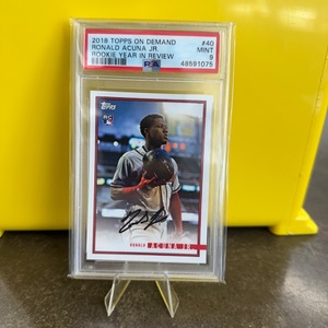 TOPPS 2018 RONALD ACUNA JR TOPPS ON DEMAND PSA 9 "ROOKIE YEAR IN REVIEW" 