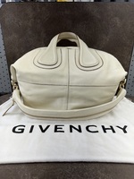 Givenchy Nightingale Medium Beige/White Grained Leather Shoulder Bag 