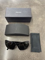 Prada PR 08V 1AB5S0 Catwalk Cat Eye Black, Black Grey Lenses