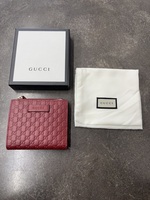 GUCCI BiFold Wallet Micro Shima Coin Purse 510318 Red