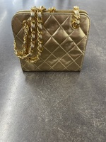 Chanel Quilted Gold Mettalic Clutch