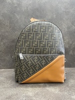 FENDI Front Pocket Backpack Zucca Coated Canvas and Leather