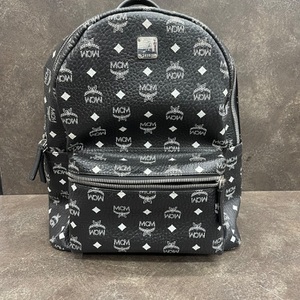MCM Medium Black Visetos Backpack 
