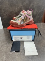 Gucci X SEGA Mesh Canvas Calfskin Women's Flashtrek Sneakers Military