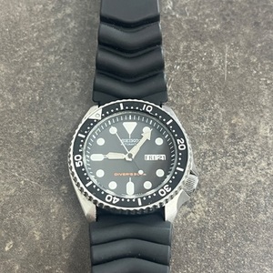 SEIKO 7S26-0020 TURTLE 44MM SCUBA DIVER'S AUTOMATIC DAY/DATE WATCH BLACK WHITE 