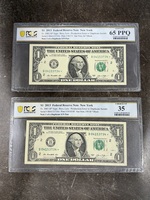 United States $1 2013 B Duplicate Serial Number Pair Star Note Error PCGS 