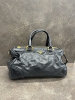 Prada Glazed Leather Double Zipper Vitelli Bag 