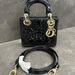 Dior Cannage Mini Lady Dior Black Patent Hand Bag w/ Strap