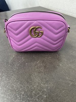 Gucci Calfskin Matelasse Mini GG Marmont Chain Shoulder Bag Candy Mousse 448065