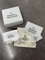  Vivienne Westwood White Graziella Three Row Faux Pearl Bracelet in White