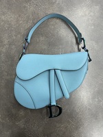 Christian Dior Calfskin Saddle Bag, Azure Blue w/ Iridescent Hardware, Bag Only