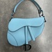 Christian Dior Calfskin Saddle Bag, Azure Blue w/ Iridescent Hardware, Bag Only