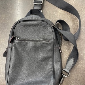 Coach Men's Black Pebbled Leather Sling Backpack