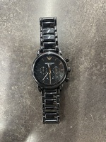 Emporio Armani Mens Ceramic Chronograph Watch, Black & Rose Gold Dial, AR1509