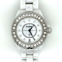 Chanel J12 38mm H2430 Diamond Bezel & Dial, White Ceramic, w/ Box & Papers