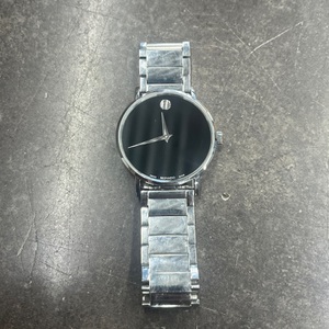 MOVADO MUSEUM 40MM STAINLESS STEEL BLACK DIAL WATCH