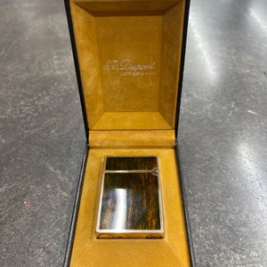ST Dupont Wood Grain Lighter W/ Leather Case