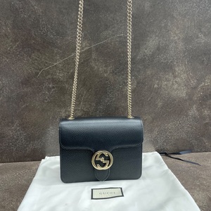 Gucci Dollar Calfskin Small Interlocking G Shoulder Bag Black