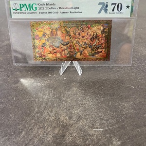 COOK ISLAND PMG 70 -2 DOLLARS THREADS OF LIGHT- RESTITUTION