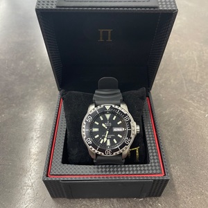 Ratio FreeDiver Black Dial PU Strap Quartz 48HA90-12-BLK 500M Mens Watch