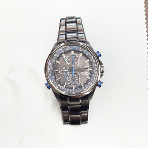 Citizen Eco-Drive Men's Watch Radio Controlled Black Steel Chronograph AT8027-55