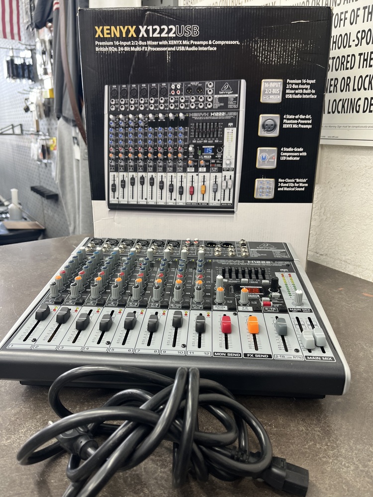 BEHRINGER XENYX X1222USB 12 CHANNEL MIXER WITH USB AND EFFECTS, CORD