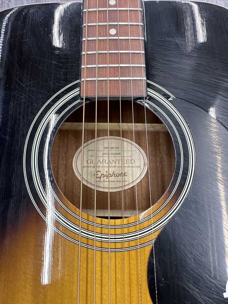 Epiphone DR-100 VS Sunburst Acoustic Guitar, Guitar Only