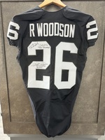 Raiders 2015 Rod Woodson #26 On Field Player Jersey Size 40 L-BK  Autographed