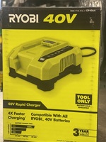 RYOBI 40V LITHIUM-ION RAPID CHARGER IN ORGINAL BOX 