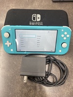NINTENDO HDH-001 HANDHELD CONSOLE TURQUOISE SWITCH WITH CASE AND CHARGER