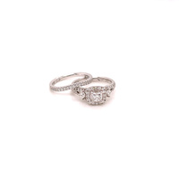 14k White Gold Diamond Engagement Ring & Wedding Band Set 1.38ctw 6.5g SZ 7